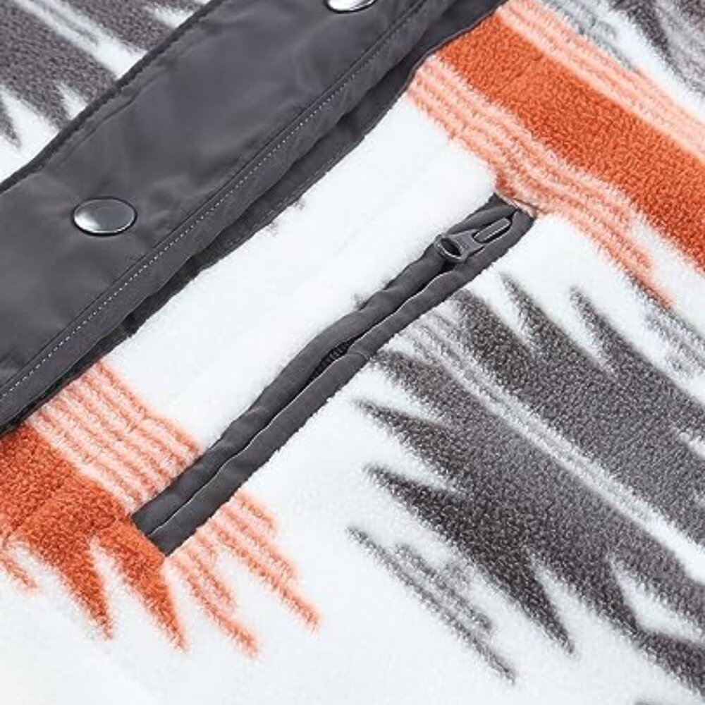 Fleece Snap Button Shacket Western Aztec Print Lo… - image 6